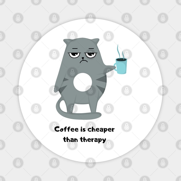 Funny Cat Drinking Coffee Magnet by Wifspin